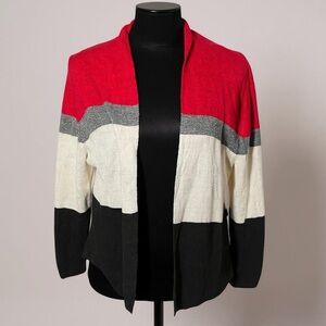 Liz Claiborne Red and Gray Cardigan Sweater